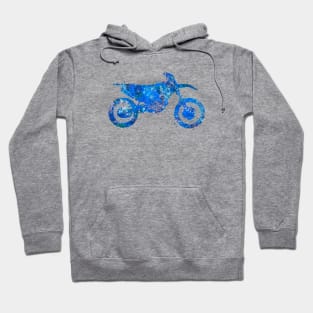 Motocross watercolor blue art Hoodie